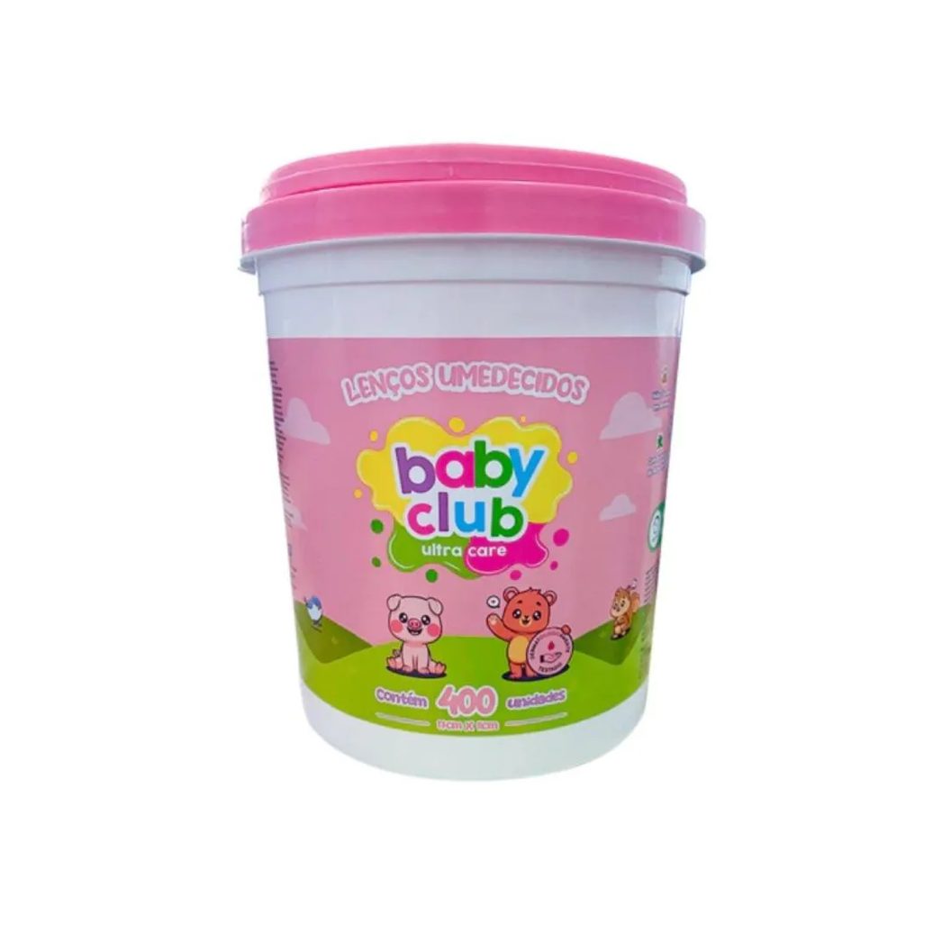 Baby Club Lenços Umedecidos Balde Rosa 400 Folhas