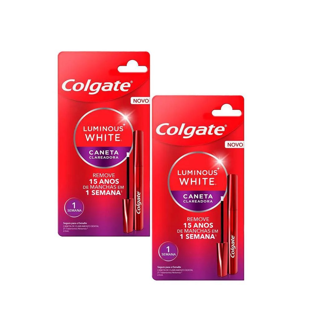 Kit 2 Canetas Clareadoras Colgate Luminous White Gloss 2.5Ml