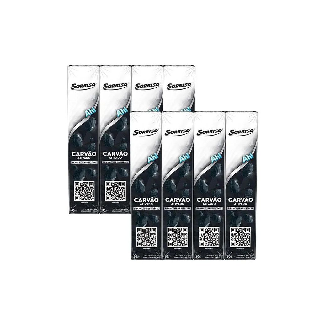 Kit 2 Pack Creme Dental Sorriso Carvão Ativado 90G 4Un Cada