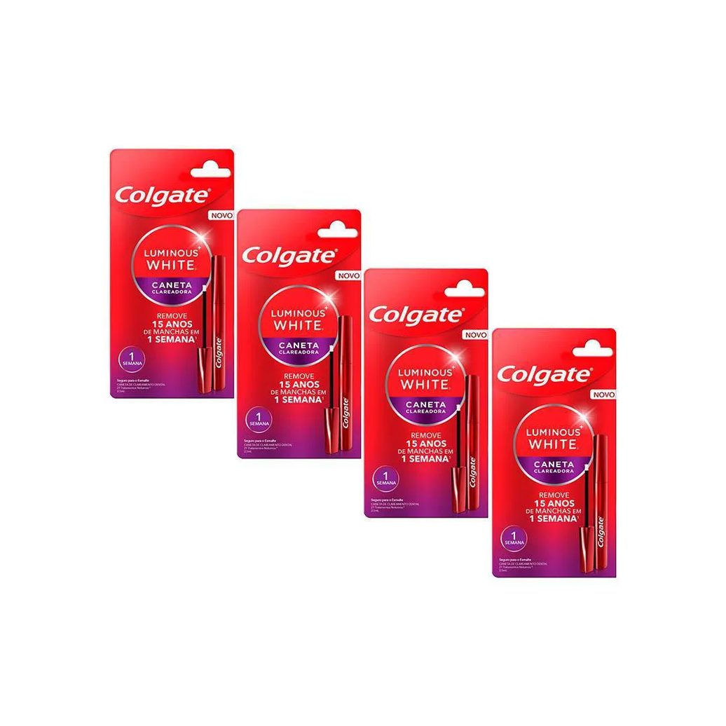 Kit 4 Canetas Clareadoras Dental Colgate Luminous White Gloss 2.5Ml