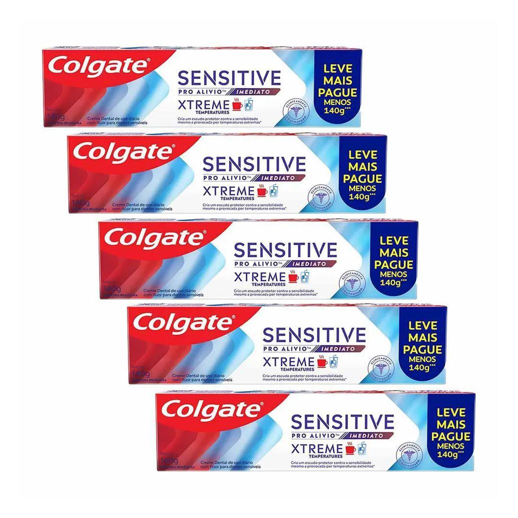 Kit 5 Cremes Dentais Colgate Sensitive Pro Alívio Imediato Temperature Xtreme 140G