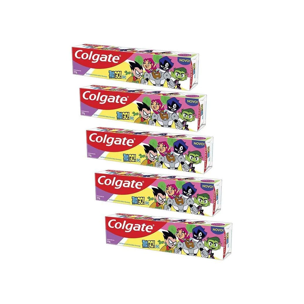 Kit 5 Cremes Dentais Kids Colgate Teen Titans Go 60G