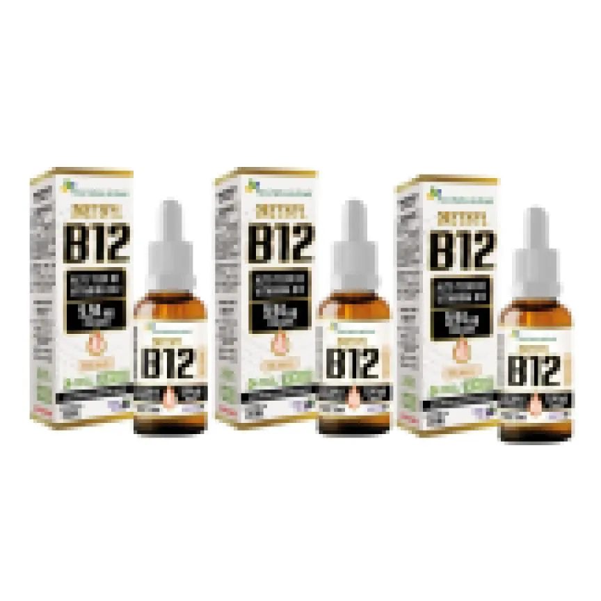 Kit 3X Vitamina B12 20Ml - Metilcobalamina 9,94 Mcg Por Gota - Flora Nativa