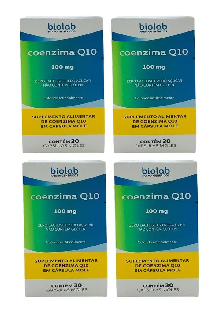 4 Caixas Coenzima Q10 100Mg Biolab 30 Cápsulas