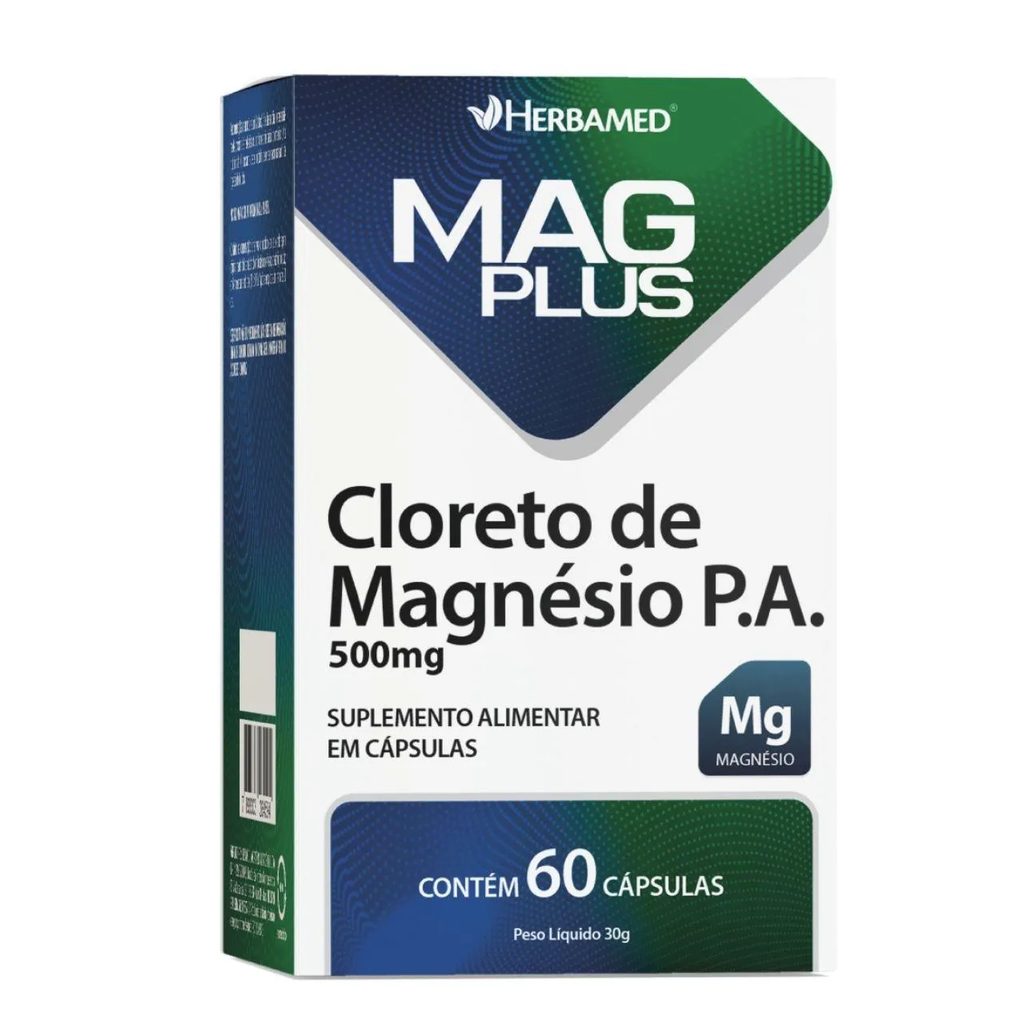 Mag Plus Cloreto de Magnesio P.a. Mg 500Mg 60 Capsulas Herbamed Natural