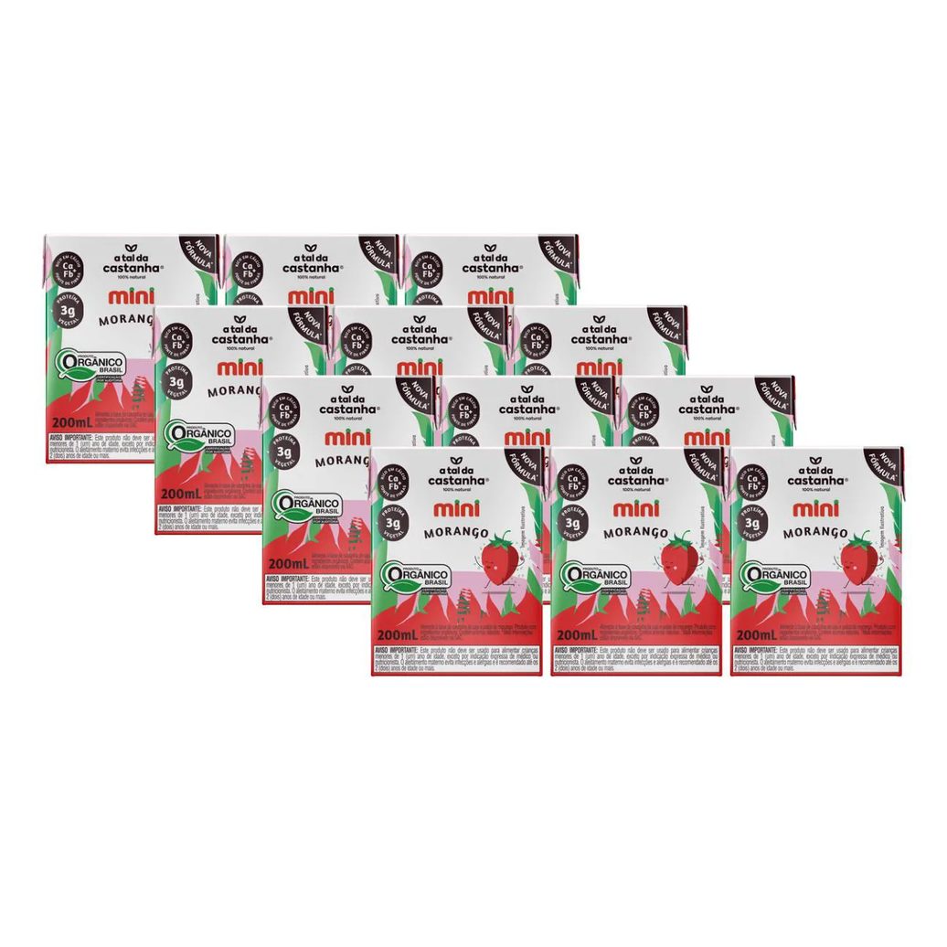 12X Bebida Vegetal Mini Morango a Tal da Castanha 200Ml