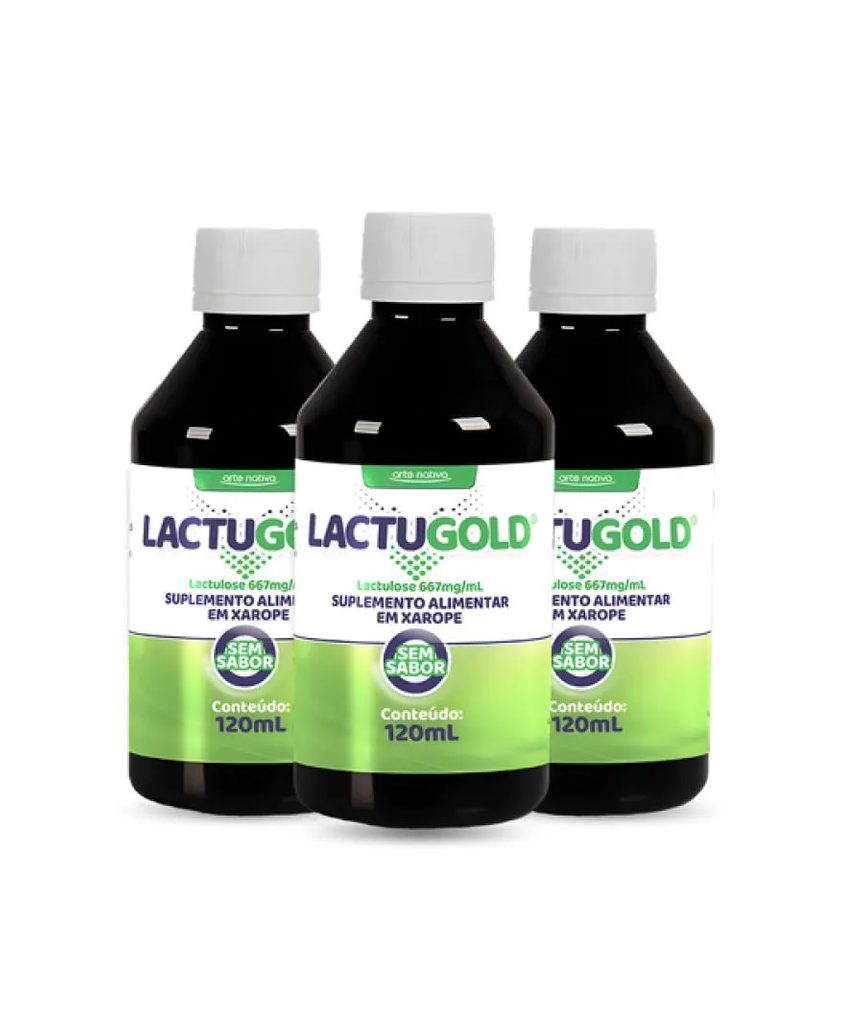 Kit 03 Unidades Lactugold Lactulose Fibras Alimentares Sem Sabor 120ml Arte Nativa