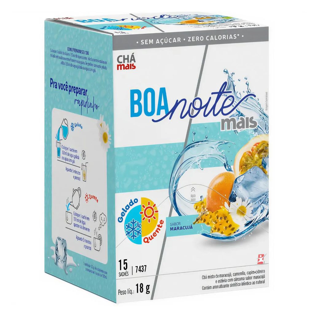 Cha Boa Noite Infusão Gelado ou Quente Maracujá 15 Saches - Chá Mais