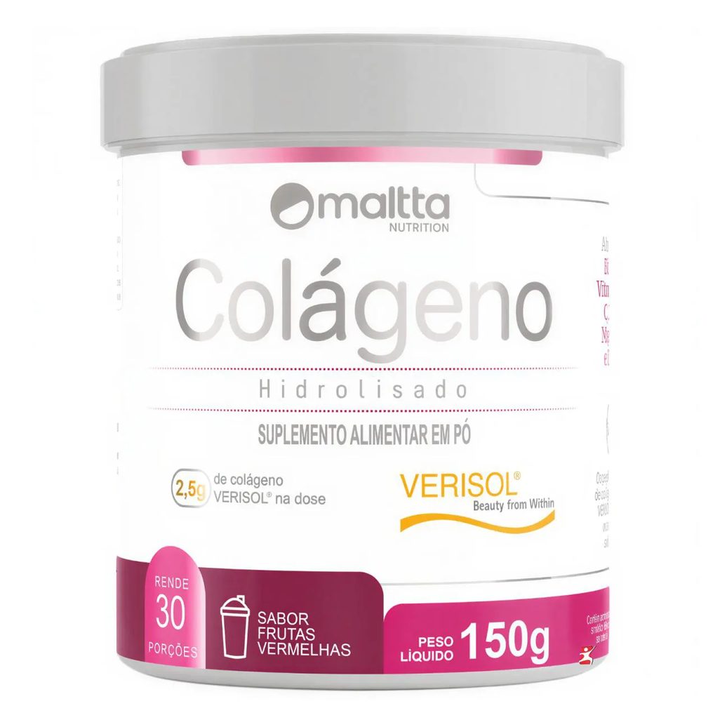 Colágeno Hidrolisado Verisol + Vitaminas + Minerais Morango 150G - Maltta Nutrition