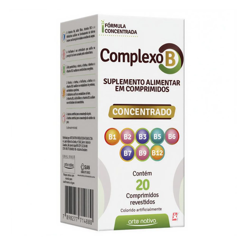 Complexo B Concentrado 8 Vitaminas 20 Comprimidos - Arte Nativa