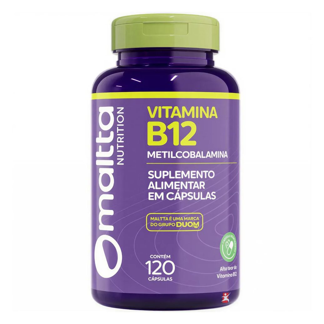 Vitamina B12 Metilcobalamina Concentrada 1 ao Dia 120 Cápsulas Vegetarianas - Maltta Nutrition