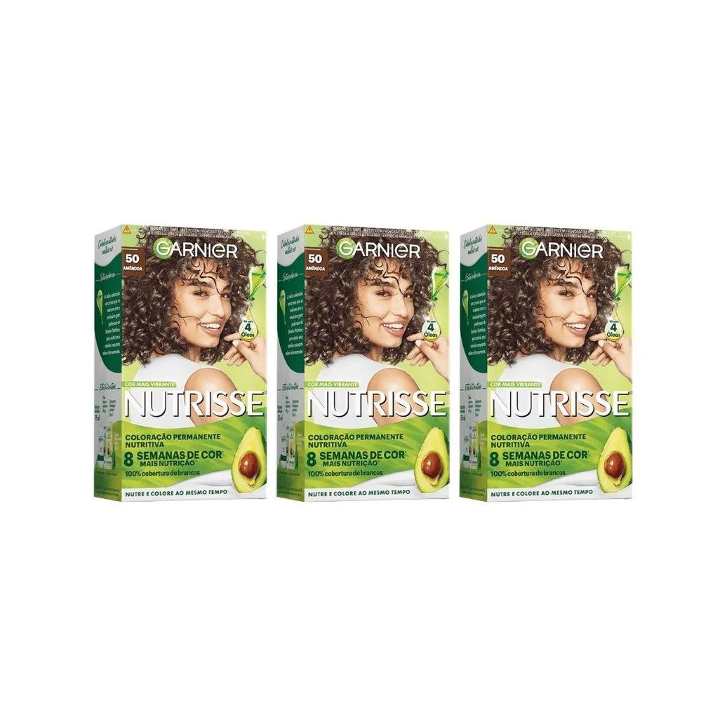 Coloraçao Nutrisse 50 Castanho Claro / Amêndoa - Kit C/ 3Un