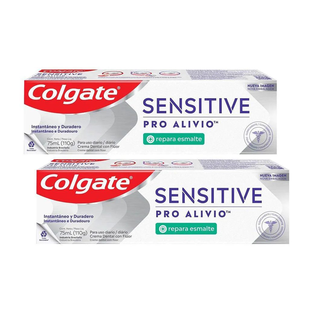 Kit 2 Cremes Dentais Colgate Repara Esmalte Sensitive Pro-Alívio 110G