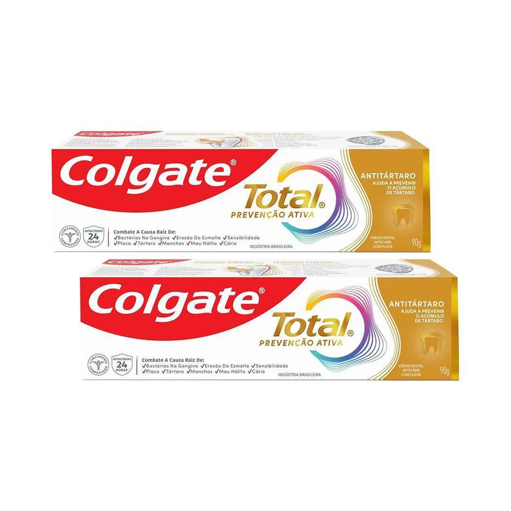 Kit 2 Cremes Dentais Colgate Total Anti Tártaro 90G