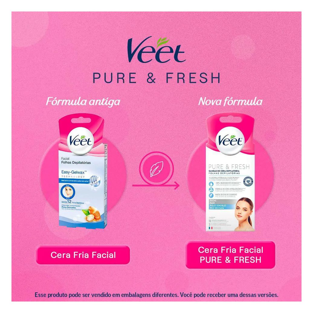 Folha Depilatória Facial Veet Pure & Fresh 12 unidades
