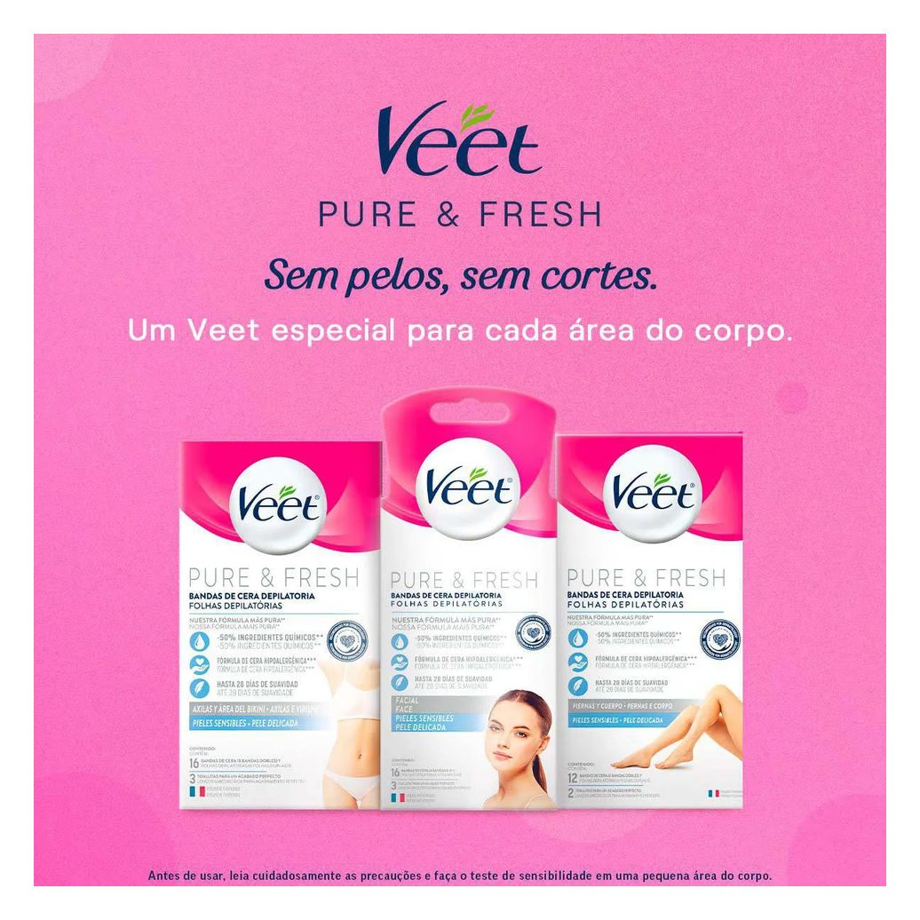 Folha Depilatória Facial Veet Pure & Fresh 12 unidades