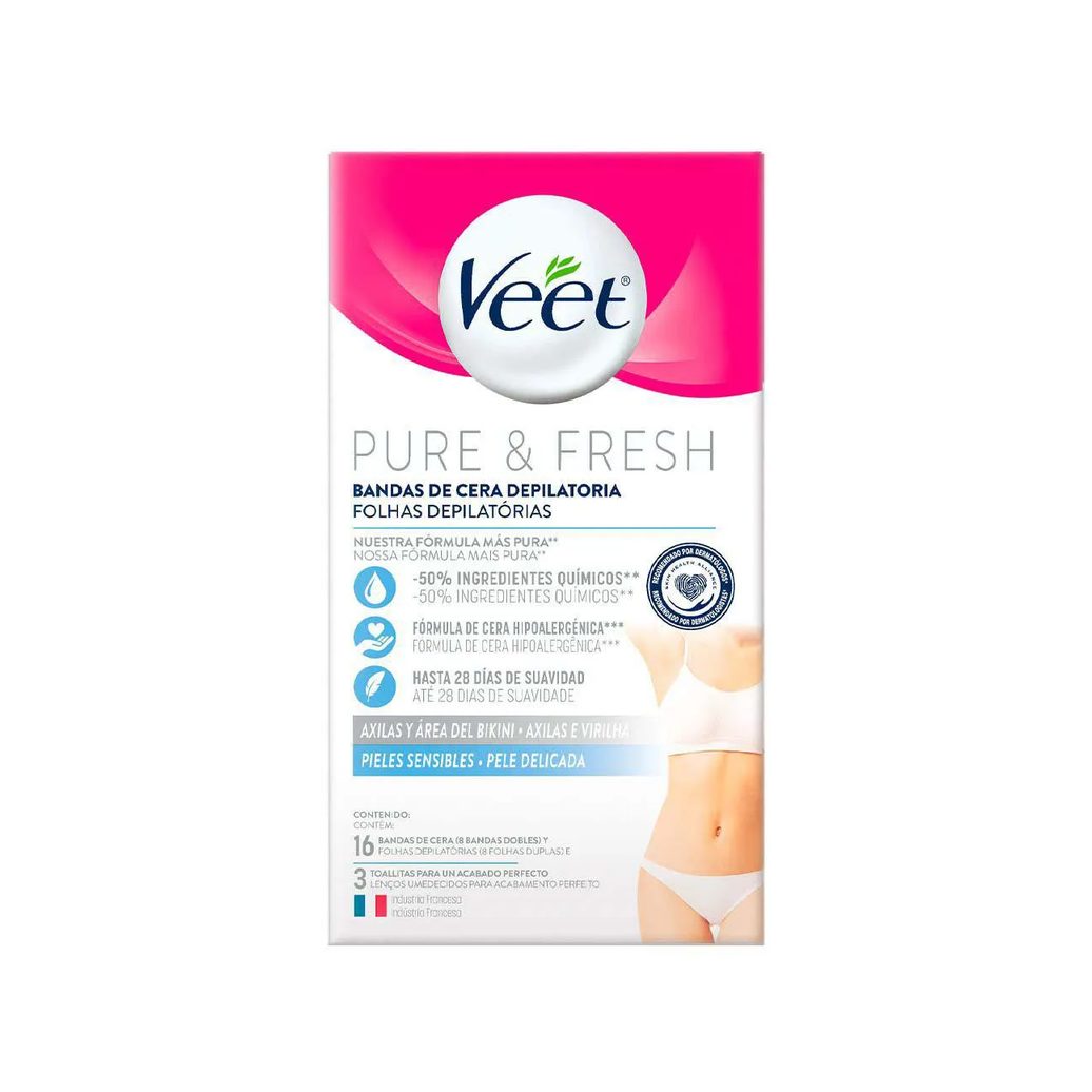 Folha Depilatória Axilas e Virilhas Veet Pure & Fresh 16 unidades