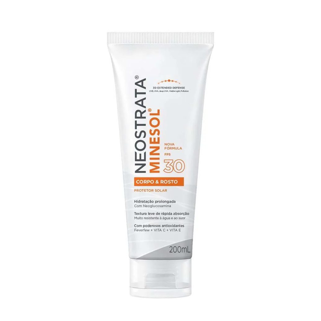 Protetor Solar Facial e Corporal Fluido Hidratante FPS 30 Neostrata Minesol 200ml