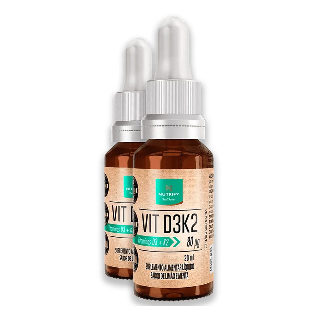 Kit 2 Vitamina D3K2 Nutrify 20Ml Sabor Limão e Menta
