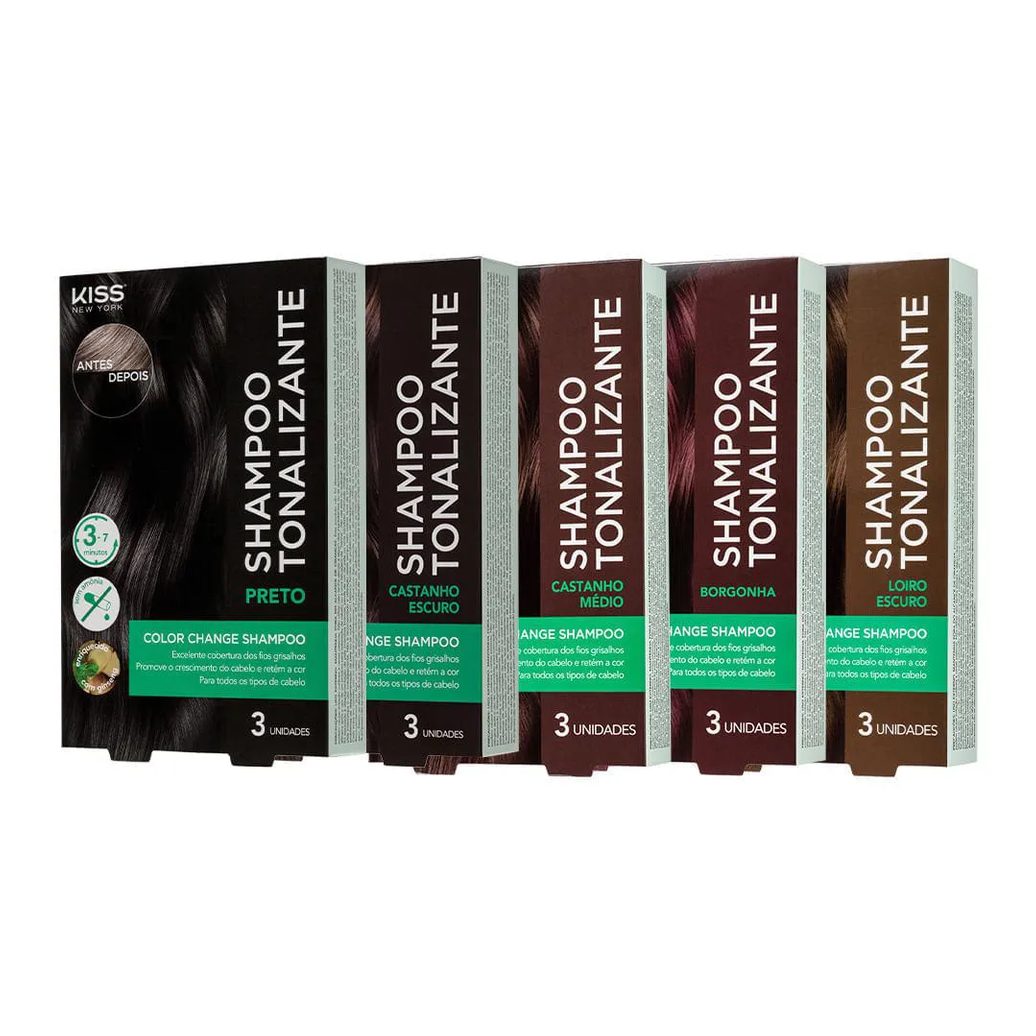 Kit com 5 Shampoos Tonalizantes Color Change Todas as Cores - Kiss New York