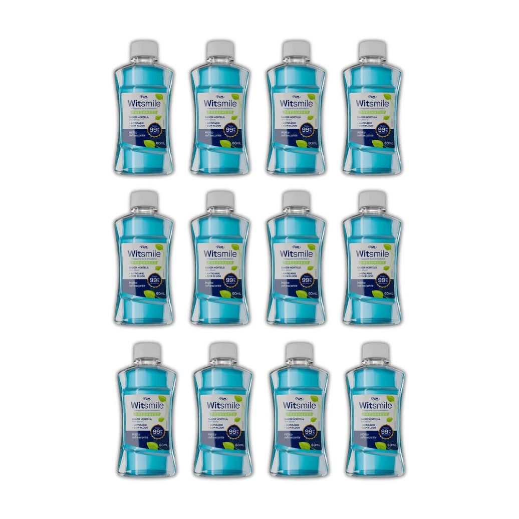 Kit 12 Enxaguante Antisséptico Bucal Witsmile Freshness 60Ml - Fgm