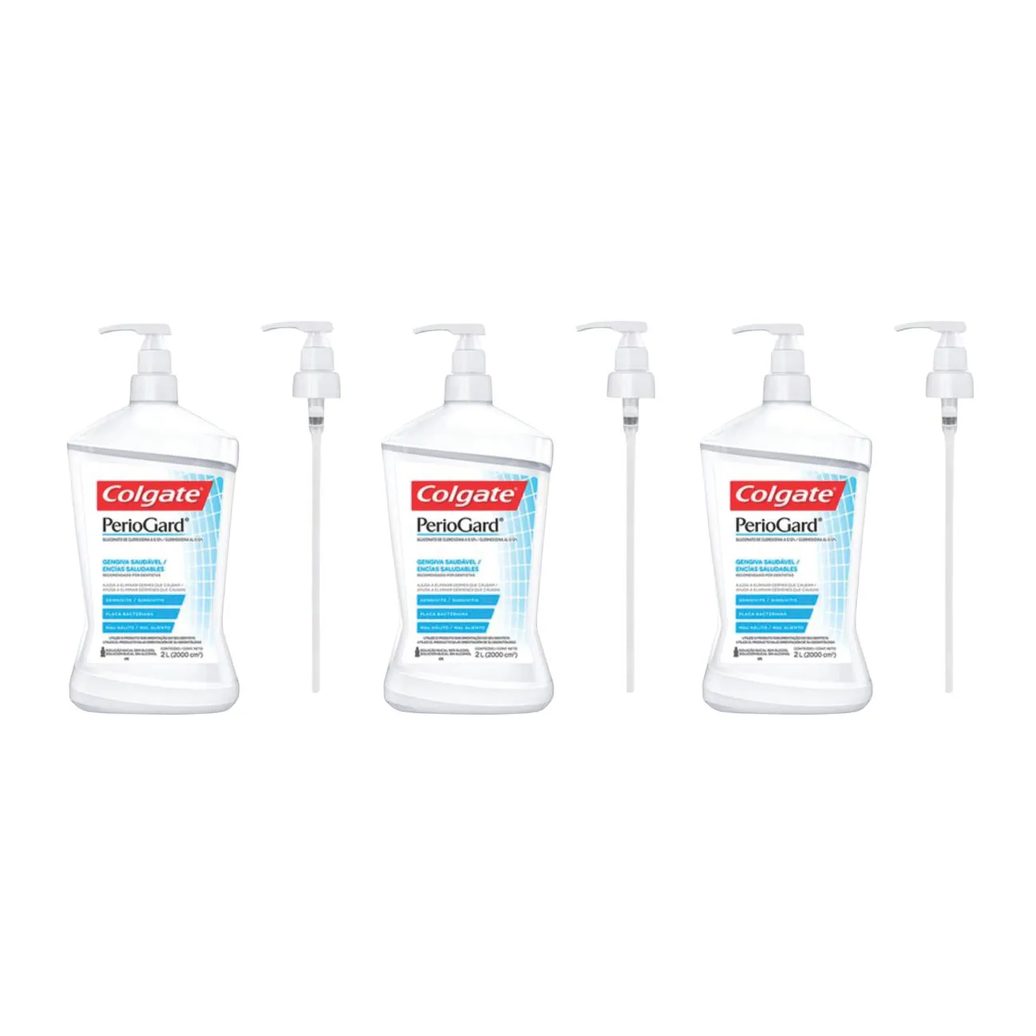 Kit 3 Enxaguante Antisséptico Bucal Periogard com Válvula Pump 2L - Colgate