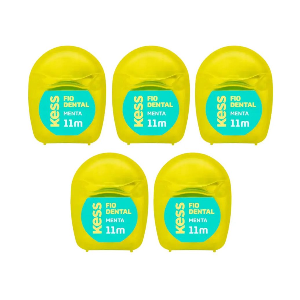 Kit 5 Fio Dental Encerado Menta Mini 11M - Kess