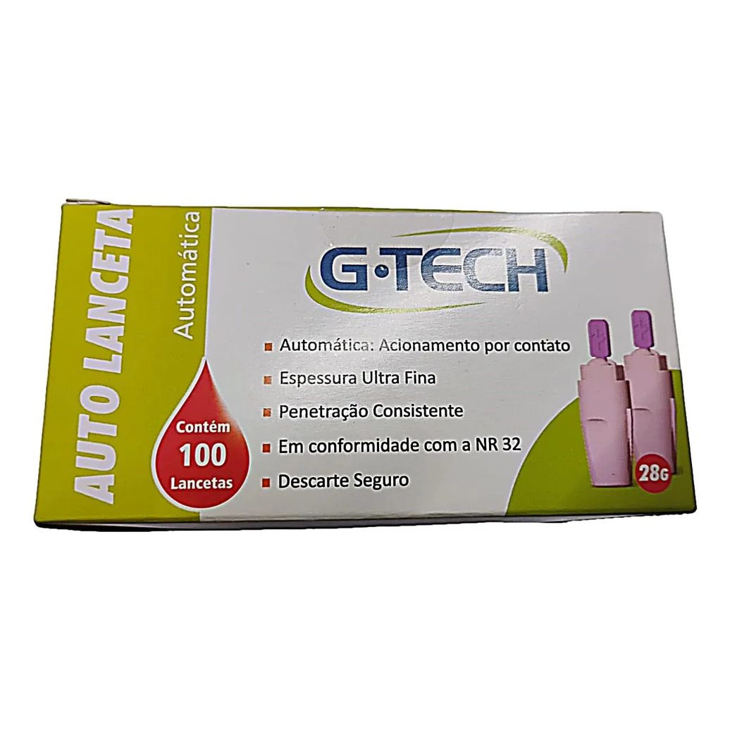 Auto Lanceta Automática G-Tech 28G - 100 Unidades
