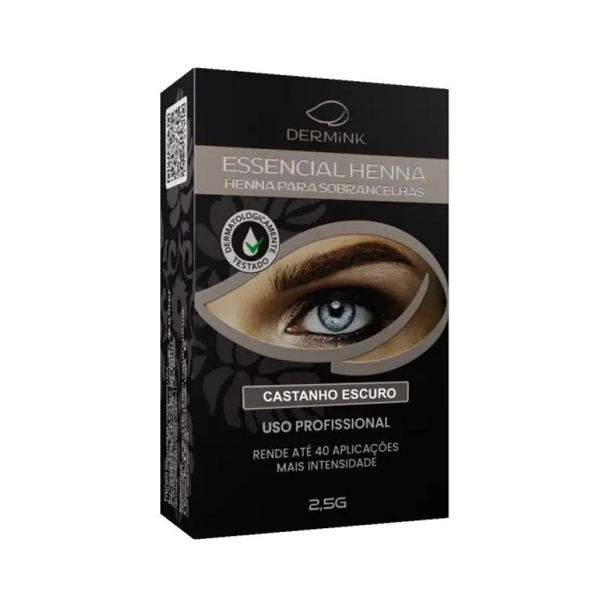 Essencial Henna Dermink para Sobrancelhas 2,5G Várias Cores Castanho Escuro