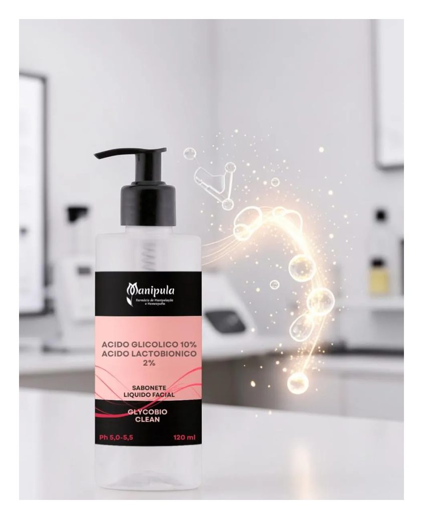 Sabonete Líquido (Glicobionico) Ácido Glicólico 10% + Lactobiónico 2% Renovação e Equilíbrio | Glycobio Clean - 120 Ml