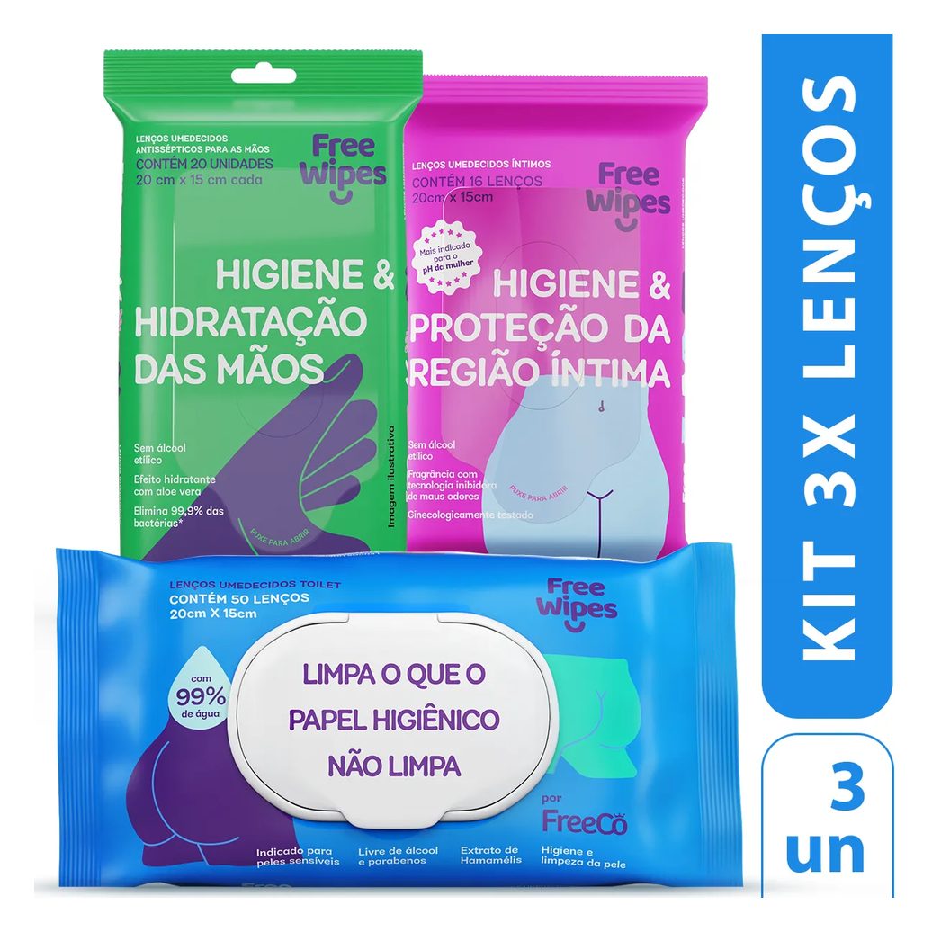 Lenço Umedecido Free Wipes Limpeza Depois do Nº2 50 unidades