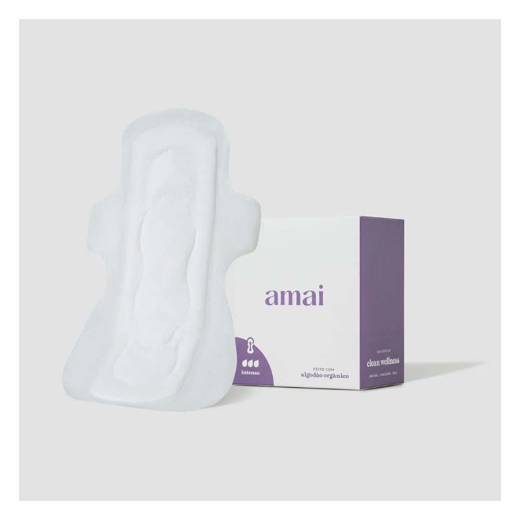 Absorvente Amai Orgânico Fluxo Intenso Peles Sensíveis 8 unidades