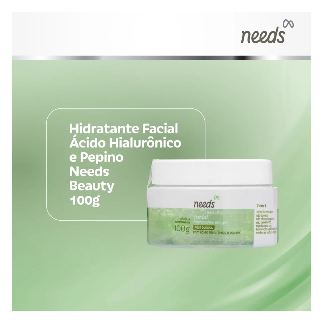 Hidratante Facial Needs Beauty Ácido Hialurônico e Pepino 100g