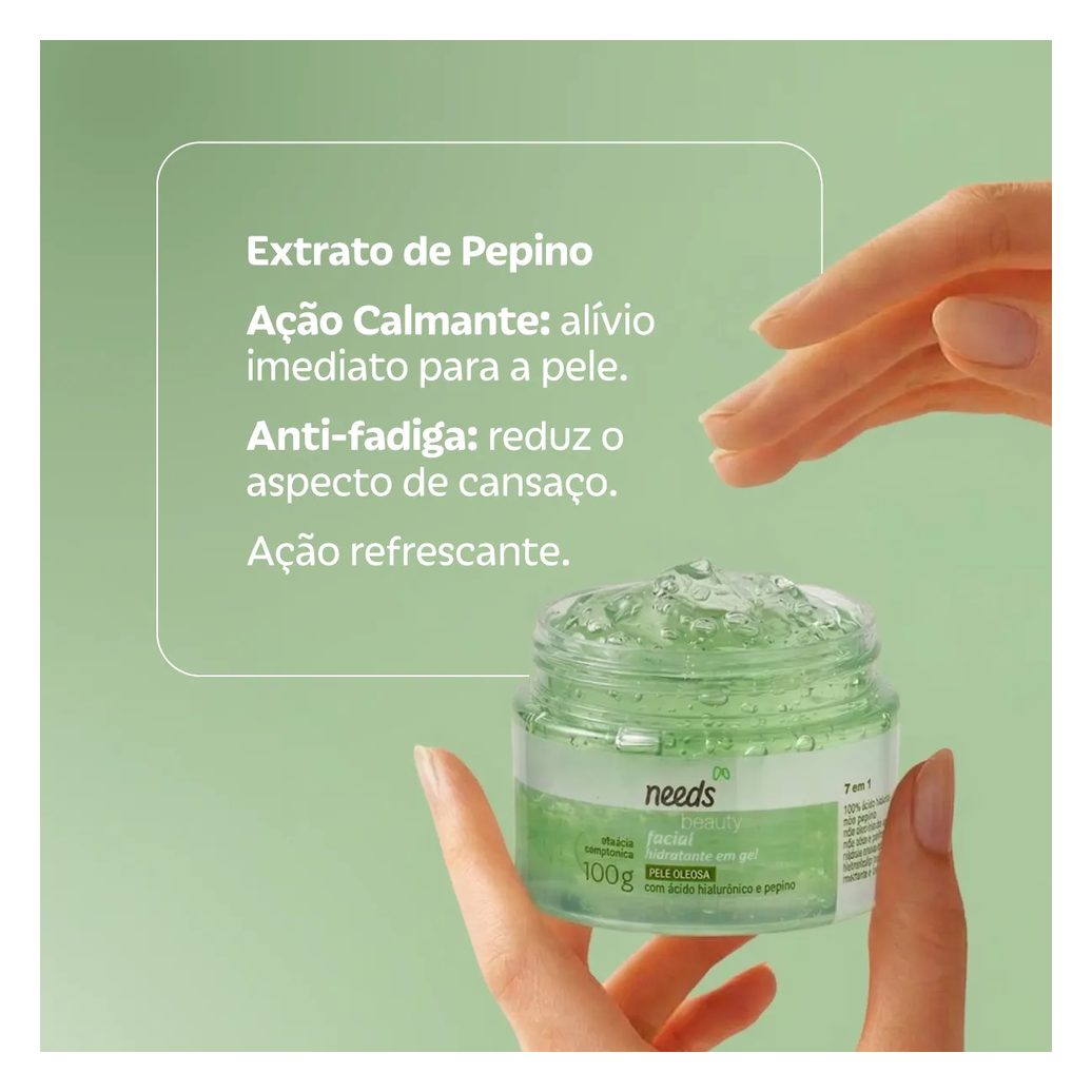 Hidratante Facial Needs Beauty Ácido Hialurônico e Pepino 100g