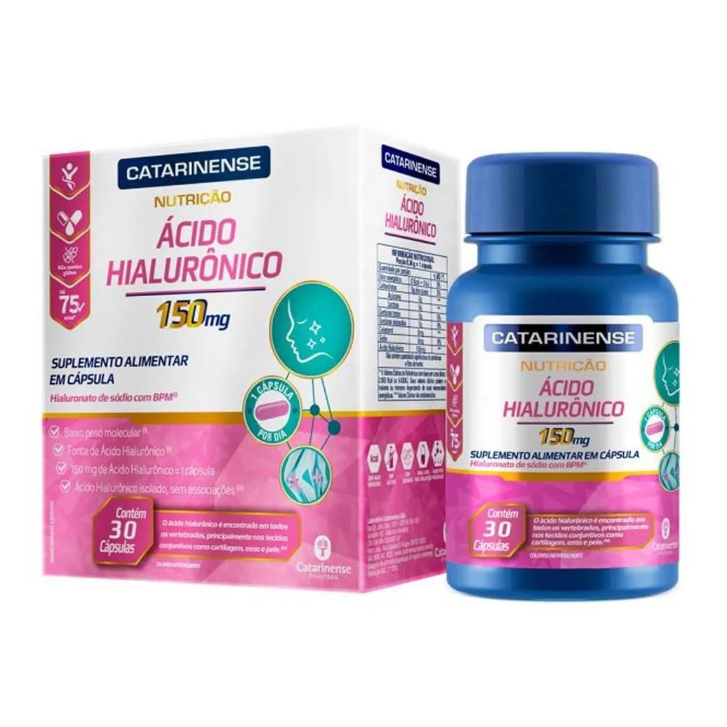 Acido Hialurônico - 30 Cápsulas - Catarinense Nutrição