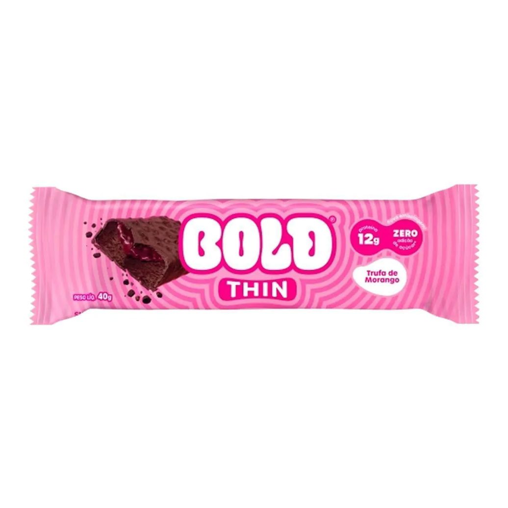 Barra de Proteina Thin - 1 Unidade 40G Trufa de Morango - Bold
