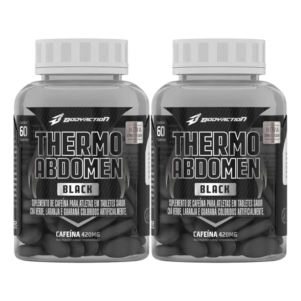 Kit 2X Thermo Abdomen Black - 60 Comprimidos - Bodyaction