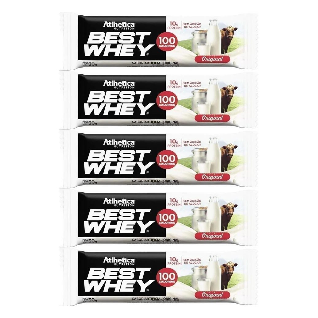 Kit 5X Barra Proteica Best Whey - 1 Barra 30G Original - Atlhetica Nutrition