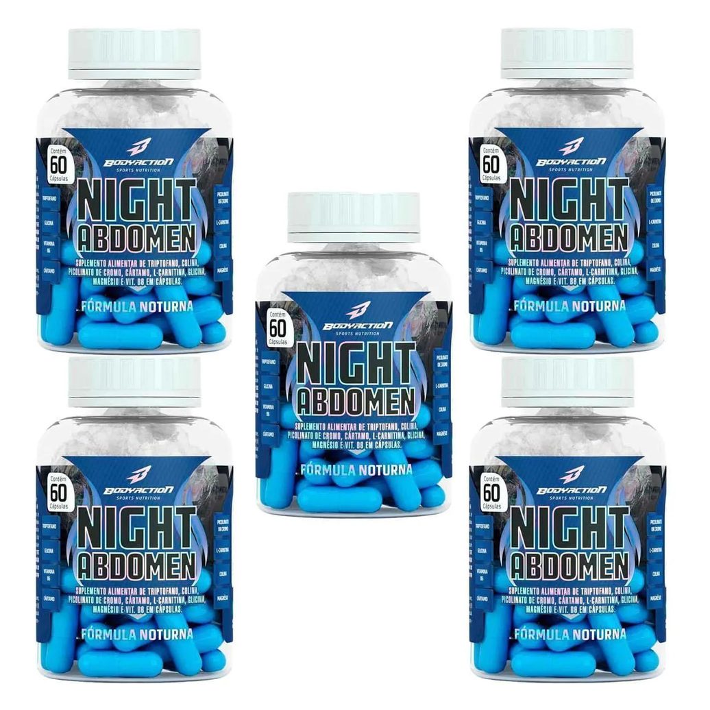 Kit 5X Night Abdomen - 60 Cápsulas - Bodyaction
