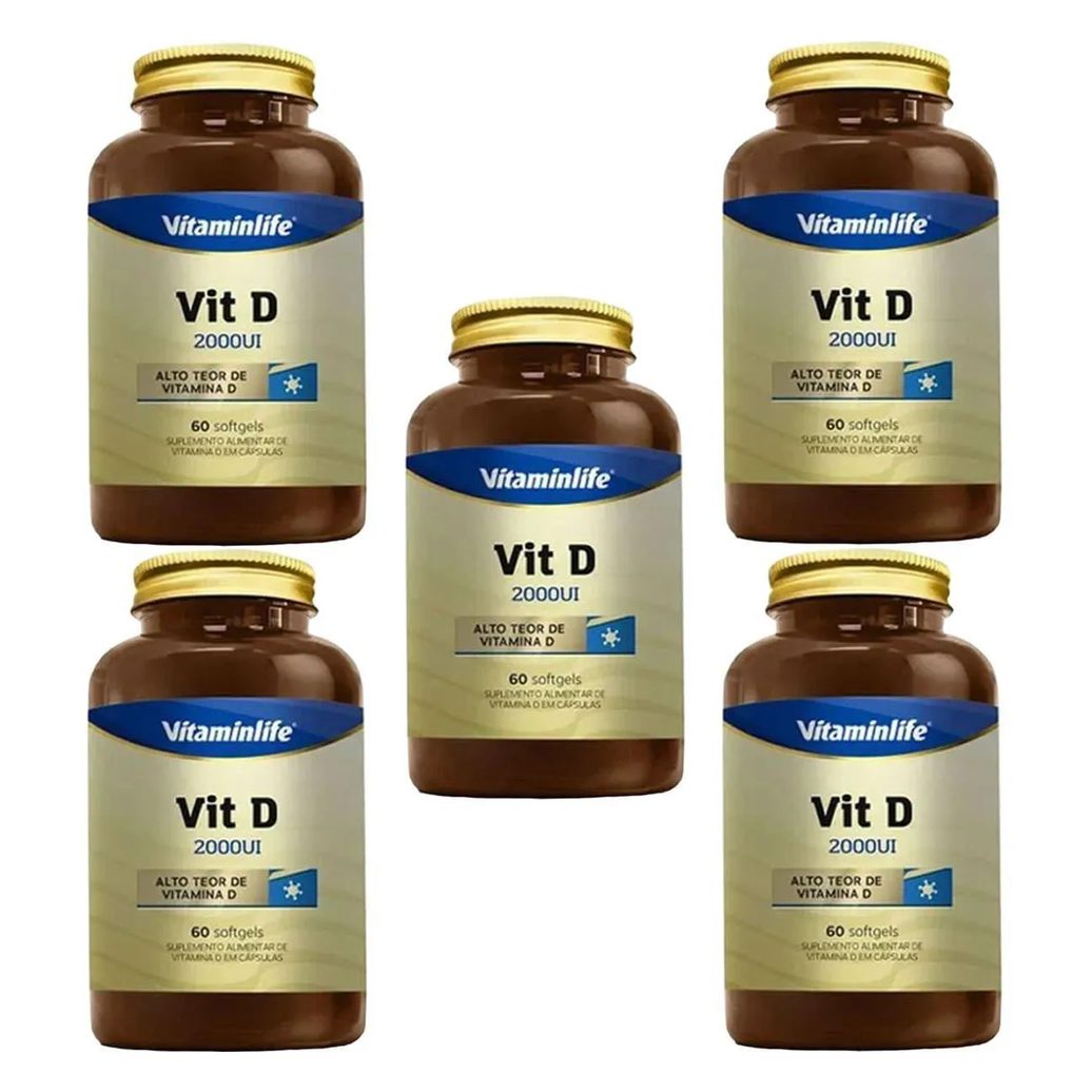 Kit 5X Vit D 2000Ui - 60 Softgels - Vitaminlife