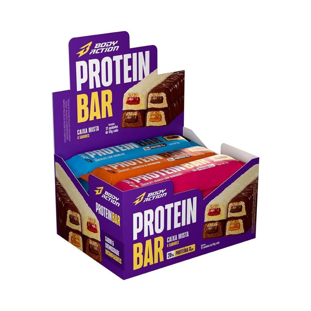 Protein Bar - 12 Unidades de 55G Mista - Bodyaction
