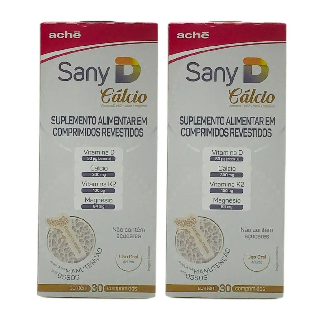 2 Caixas Sany D3 + K2 + Cálcio + Magnésio 30 Comprimidos