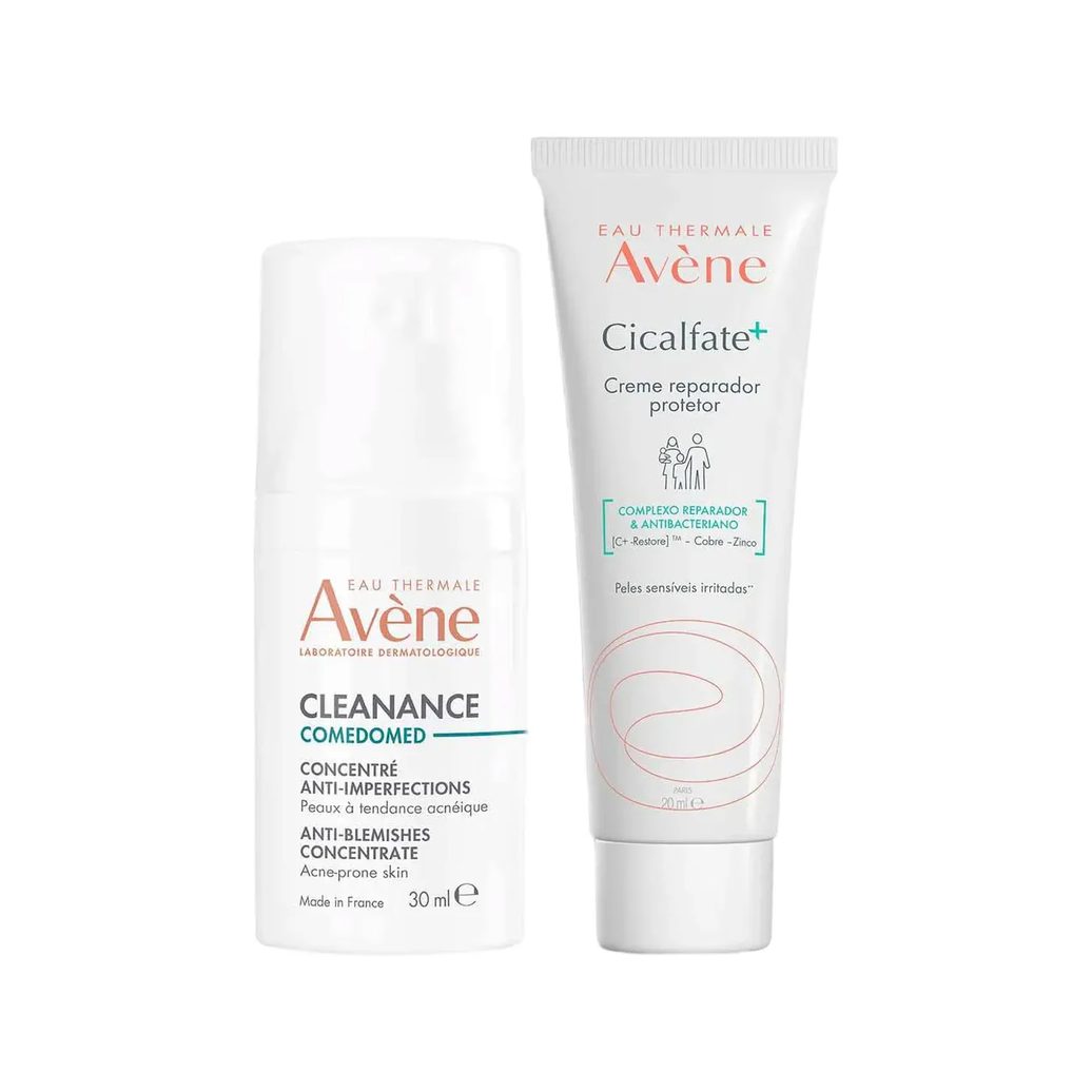 Kit Avène Sérum Corretor Facial Antiacne Cleanance Comedomed 30ml + Creme Reparador Cicalfate+ 20ml