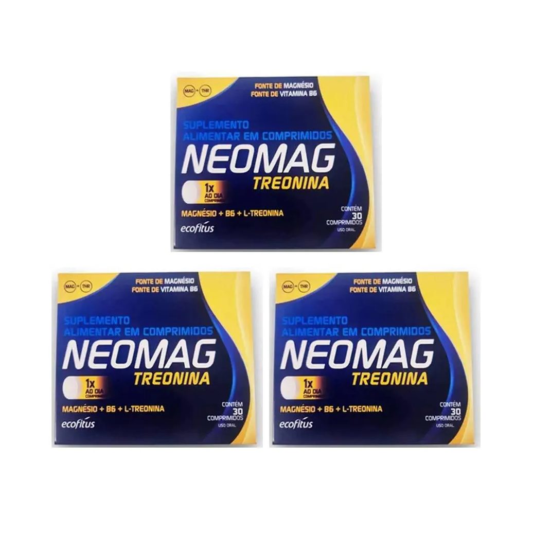 Kit 3 Neomag Treonina Suplemento - 30 Crp - Ecofitus