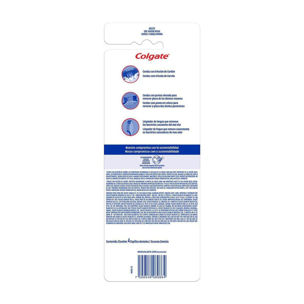 Escova de Dente Colgate ZigZag Carvão 4 unidades