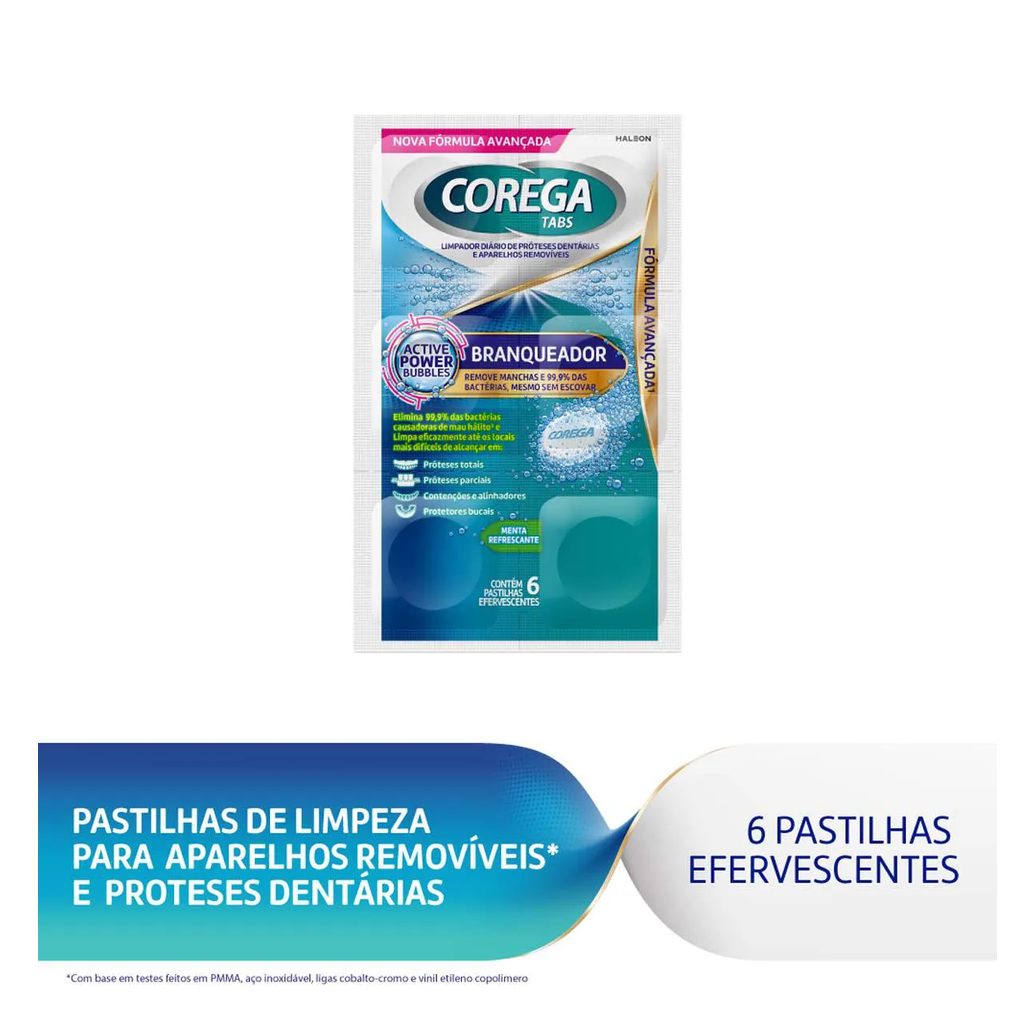 Corega Tabs Branqueador 6 Pastilhas