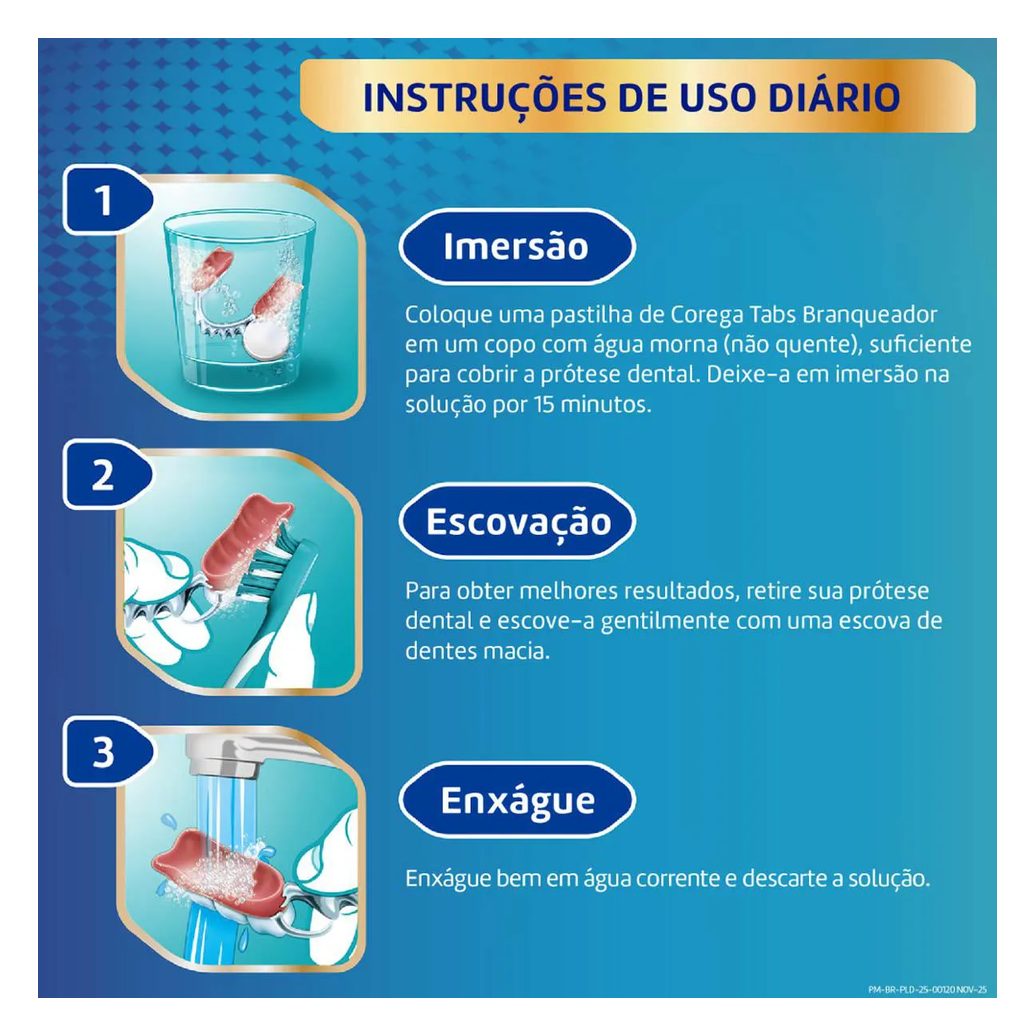 Corega Tabs Branqueador 6 Pastilhas