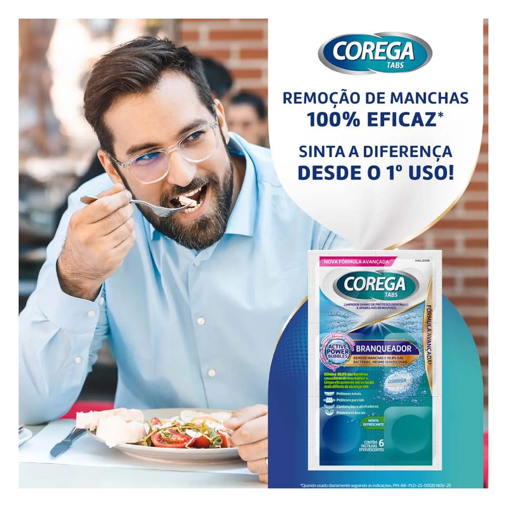 Corega Tabs Branqueador 6 Pastilhas