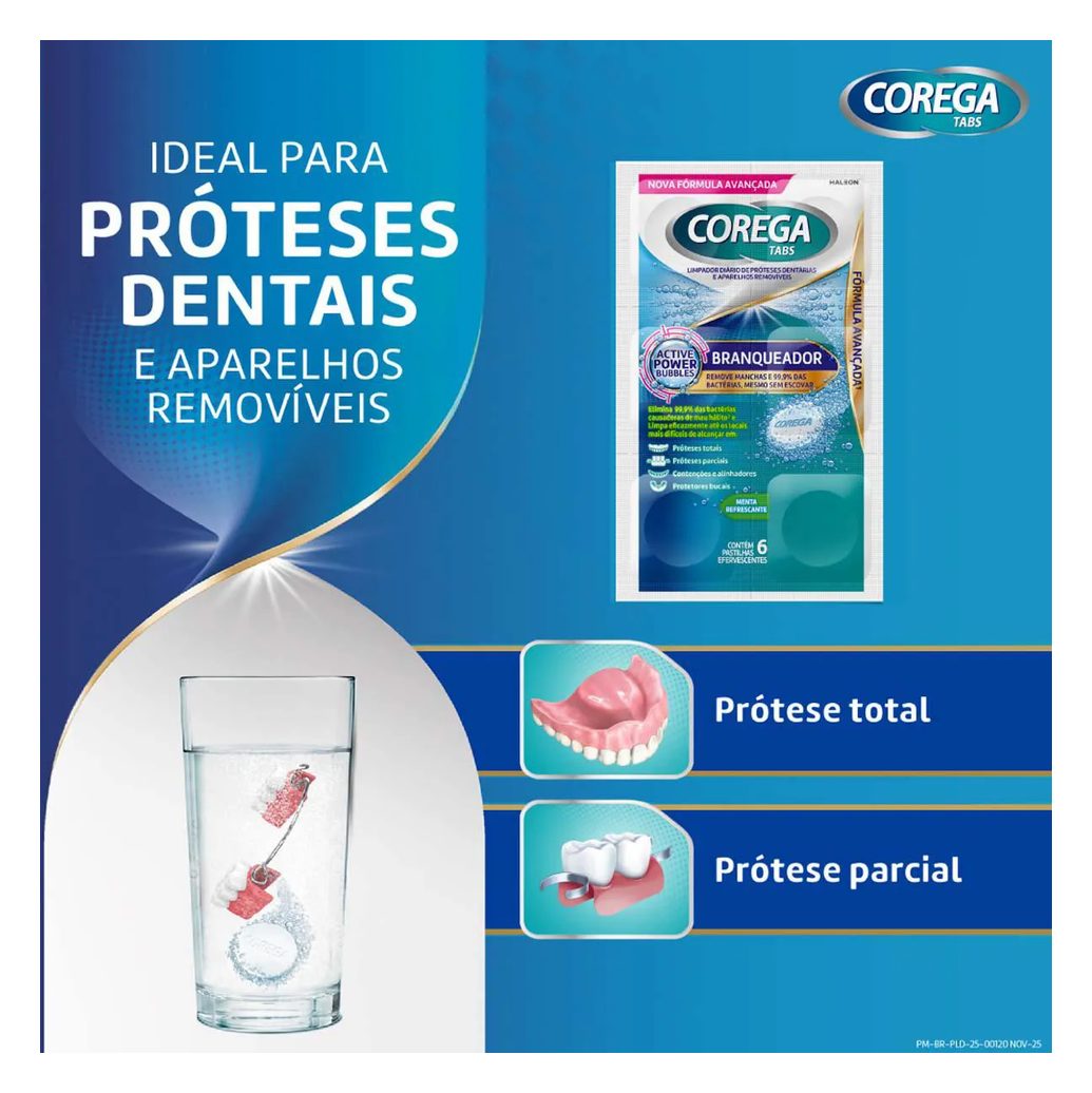 Corega Tabs Branqueador 6 Pastilhas