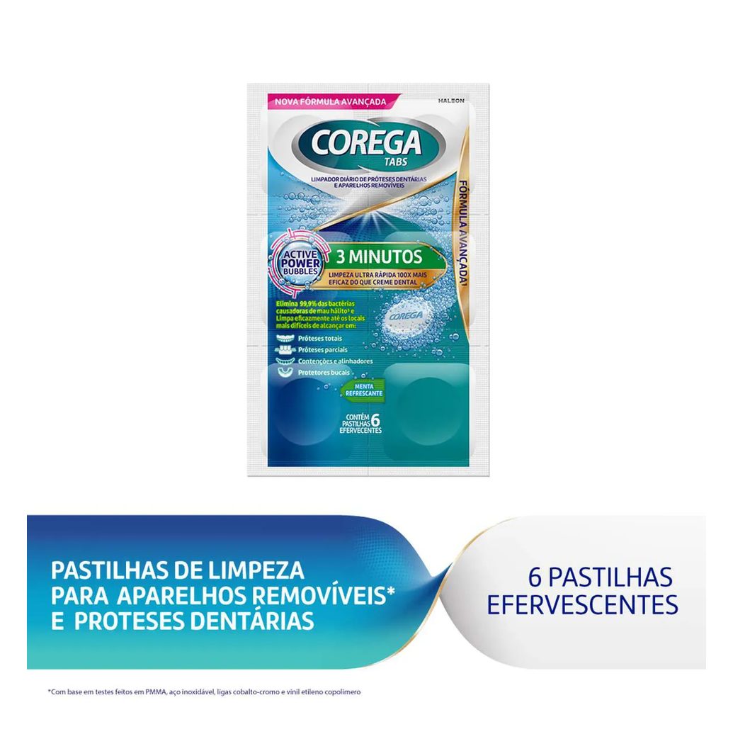 Corega Tabs Limpeza 3 Minutos 6 Pastilhas